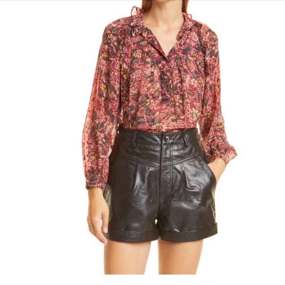NEW ba&sh Gaelle Print Chiffon Blouse - Size 2 / Small